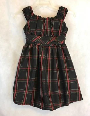 Vestido American Living a Cuadros Rojo Amarillo Negro Sin Mangas Talla 14 Foto 1 de 4