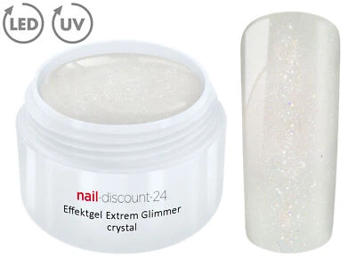 UV LED GEL EXTREM GLIMMER Effekt Gel CRYSTAL Farb Color Nagel Glitter Art Weiß - Bild 1 von 3