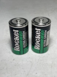 (x2) Lot of Rocket D Ultra Green Heavy Duty Dry Batteries AS-IS - Picture 1 of 3