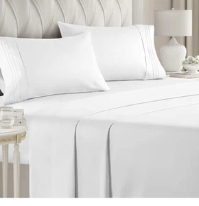 Signature Collection Gebürstete Mikrofaser 4 Stück Queen Set Schleifer SM3SSQ NEU - Bild 1 von 3