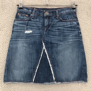 Banana Republic Skirt Womens 26 Blue Denim Mini Raw Hem Distressed Frayed Casual - Picture 1 of 10