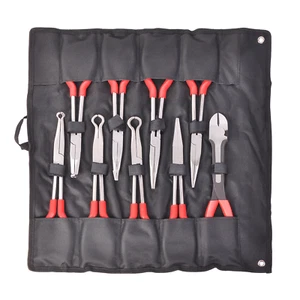 9 pc 11" Long Nose Plier Set Long Reach Circle Bent Needle Nose Diagonal Cutter - Picture 1 of 6