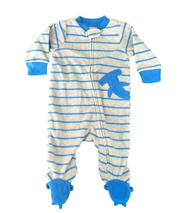 Simple Joys by Carter's Footie Blue Shark Pajama Baby Boy 0-3 Months - Picture 1 of 5