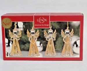Lenox American by Design 3 1/2 Zoll Kristall Gold Engel Ornamente Set #831449 - Bild 1 von 5