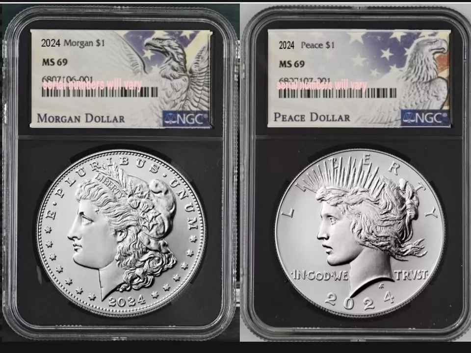 2024 Morgan & Peace Silver Dollar Uncirculated NGC MS69 Black Core Presale!  % - Image 1 of 1