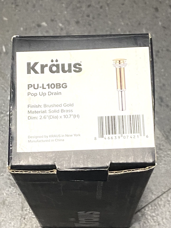 Kraus PU-L10BG Bathroom Pop-Up Drain Assembly for Vessel Sinks W/O Overflow