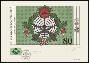 EDIZIONE ARTISTICA 1987 GERMANY 1330 FESTA EUROPEA DELLA PROTEZIONE - FIRMATA A MANO!! - Foto 1 di 3