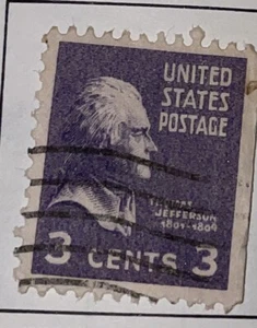 Vintage Rare Used 1932 Violet Thomas Jefferson 3 Cent US Postage Stamp - Picture 1 of 2