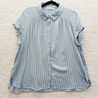 Blusa Abotonada Talla XL Pizarra Suave Niña Academia Informal Rayas Polvo Azul Foto 1 de 4