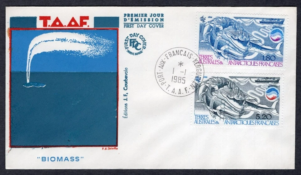 BIOMASS FISHES MARINE LIFE 1985 FRENCH ANTARCTICA FSAT FDC - Image 1 of 1
