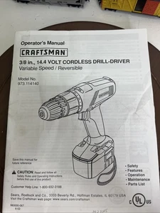 Craftsman Operators Manual 3/8 14.4 Volt Cordless Drill Driver Variable Speed - Picture 1 of 2