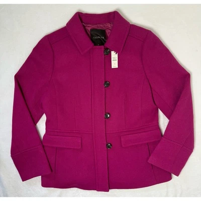 Nuevo con Etiquetas TALBOTS Mezcla de Lana Talla 10 Chaqueta Rosa Fusia Blazer Estilo Abrigo Foto 1 de 4