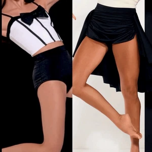 Kelle dance solo custom costume 2 piece THE RITZ 2967 white black LC child - Picture 1 of 10