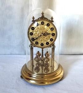 Vtg Metal Gold Black Deco Anniversary Clock by Bulova Quartz w Dome Not Working - Picture 1 of 11