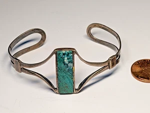 VINTAGE STERLING SILBER MANSCHETTENARMBAND SOUTHWESTERN 925 INLAY TÜRKIS - Bild 1 von 16