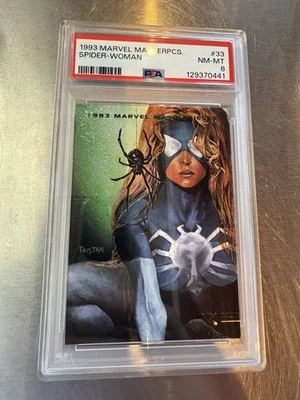 1993 Marvel Masterpieces SUPER RARE Spider Woman No-Foil Prepress #33🔥 PSA 8 NM - Image 1 of 4