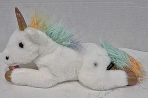 FAO Schwarzes Einhorn Plüschtier Regenbogen Mähne und Schwanz Stofftier  - Bild 1 von 19