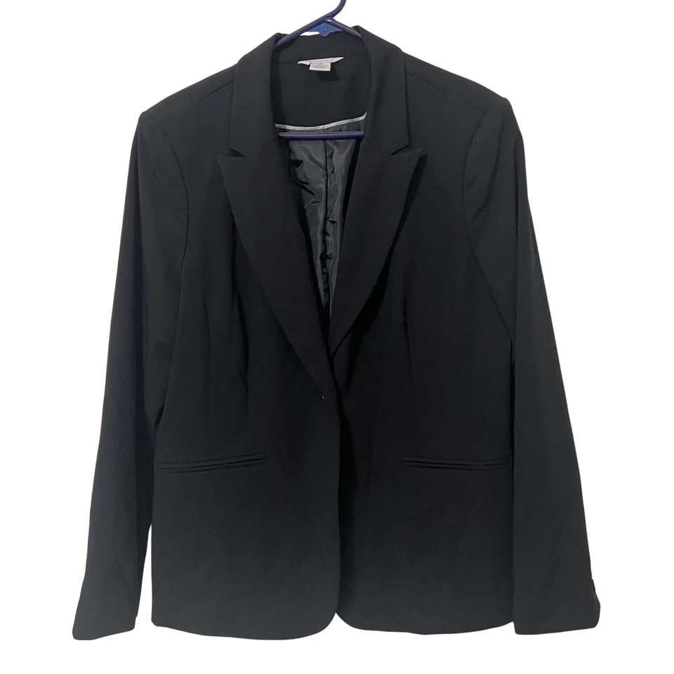 Blazer Liz Claiborne Negro Un Botón Mujer 16 Negocios Informal Elegante Carrera Foto 1 de 4