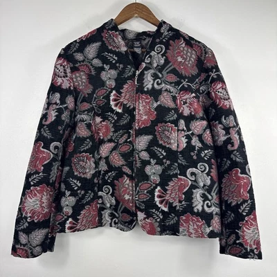 Портрет гобелен куртка женщин большой красный черный цветочный молнии темно романтический Artsy - Изображение 1 из 4