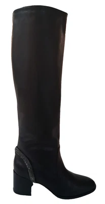 $1200 Baldinini Botas Italianas de Cuero Hasta la Rodilla Cristal Caviar (37 EU; 7 US) NUEVAS EN CAJA Foto 1 de 4