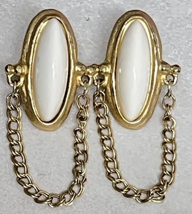 Vintage Givenchy Kette Ohrhänger Goldkette creme Emaille edel & elegant - Bild 1 von 4