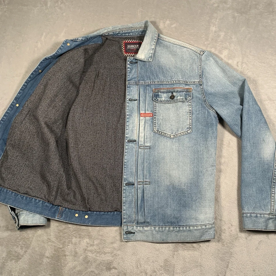 Jaqueta Barbour Triumph Masculina XL Azul Steve McQueen Tipo 2 Ferrovia Forrada de Lã - Imagem 1 de 4