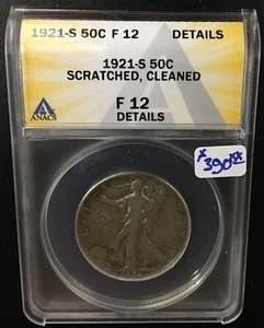 1921-S Walking Liberty Half Dollar 50 cent F-12 - Picture 1 of 2