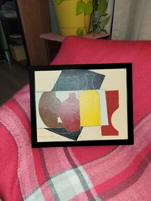 Pintura estilo vintage abstracto moderno de mediados de siglo modernista original  Foto 1 de 4