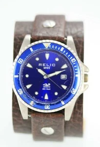 Relic Reloj de Hombre Piel Marrón Inoxidable Plata 50m Resistente Al Agua Cuarzo - Imagen 1 de 3