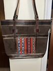 Bolivian Genuine 100% Leather Purse W/ Brown Suede Made in Bolivia Aztec Pattern