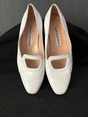 Zapatos planos vintage de cuero blanco para mujer Manolo Blahnik años 80 talla 36,5 Foto 1 de 4