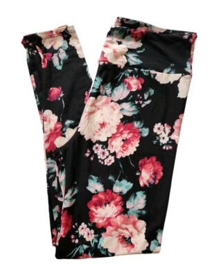 Lularoe Hermosas Leggings Florales OS Flores en Negro ¡NUEVAS SIN ETIQUETAS! Foto 1 de 2