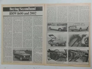 BMW 1600 AND 2002 3 PAGE BRITISH MAGAZINE BUYING SECONDHAND GUIDE - Picture 1 of 2