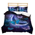 3D Lila Blue Butterfly Bettwsche Starry Moon Muster Bettbezug