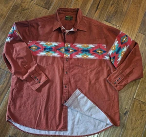 Camisa Occidental Rustler Wrangler Azteca Suroeste A Presión Color Óxido LS Para Hombre 2XL - Imagen 1 de 10