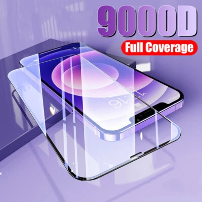 For iPhone 17 16 Pro Max 15 14 13 12 Full Cover Screen Protector Tempered Glass - Image 1 of 4