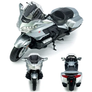 1/12 Honda Gold Wing Motorcycle Model Diecast Toy Vehicle for Kids Boys Silver - Picture 1 of 9