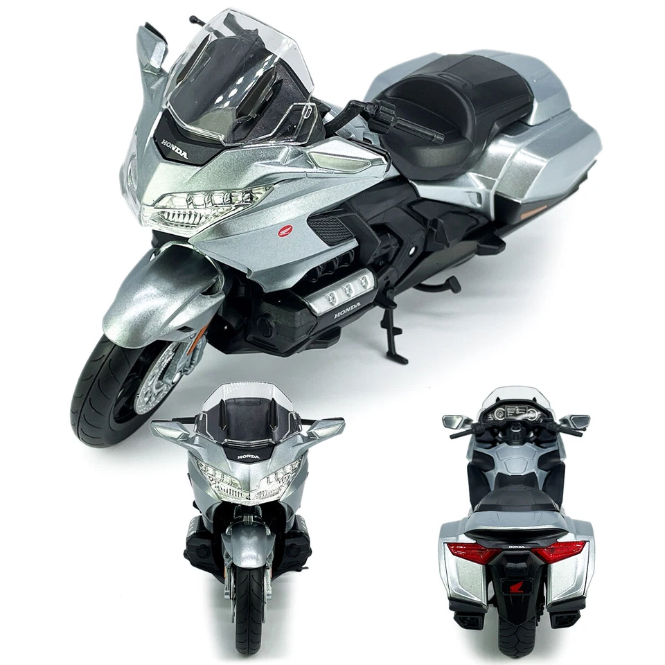1/12 Honda Gold Wing Motocicleta Modelo Diecast Vehículo de Juguete para Niños Niños Plateado Foto 1 de 4