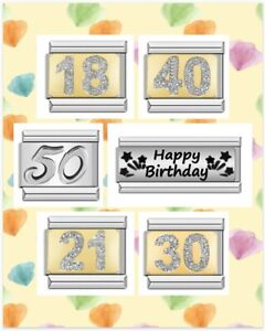 Italian 9mm composable birthday  charms 50th 18th , 21st ,30th 40th birthday 