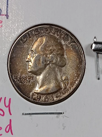 1961  Washington Quarter Silver Coin MS++:Stunning Toning J/150 Cover