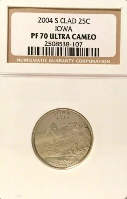 2004-S CLAD IOWA QUARTER GRADED PF 70 ULTRA CAMEO BY NGC - Image 1 of 2