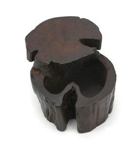 Thai teak root swivel box: Dark Waxed Finish (Small). Thailand. c. 10cm x 10cm - Picture 1 of 9