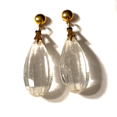 Pendientes colgantes de acrílico transparente tono dorado Foto 1 de 2