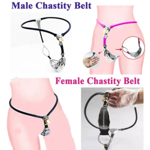 Male Female Stainless Steel Chastity Belt Invisible Pants Cage Adjustable Device - Picture 1 of 12