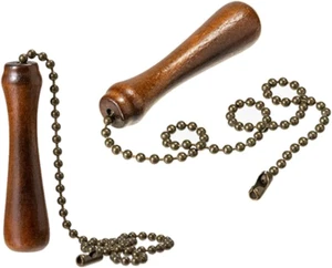 2Pcs 12" Wooden Ceiling Fan Pull Chain Ceiling Fan Beaded Ball Pull Chain with W - Picture 1 of 12