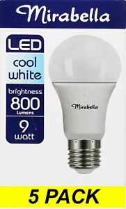5 x 9W LED Light Globes Bulbs Lamps E27 Screw Cool White 4000K 800Lm