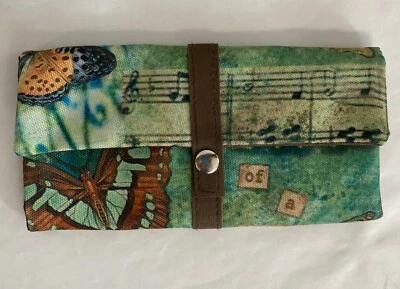 BEAD LANDING Folding Wallet Botanicall CANVAS butterfly and bird litho print - Image 1 of 4