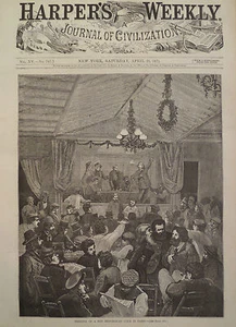 MEETING OF A RED REPUBLICAN CLUB IN PARIS FRANCE HARPER'S WEEKLY 1871 - Picture 1 of 2