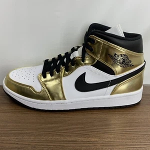 Air Jordan 1 Mid Metallic Gold Herren Größe 10 SE Weiß Limitiert Basketballschuhe - Bild 1 von 9