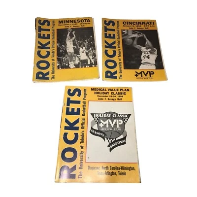 Set of 3 Vintage  University of Toledo Rockets basketball programs - 1989 - Image 1 of 4